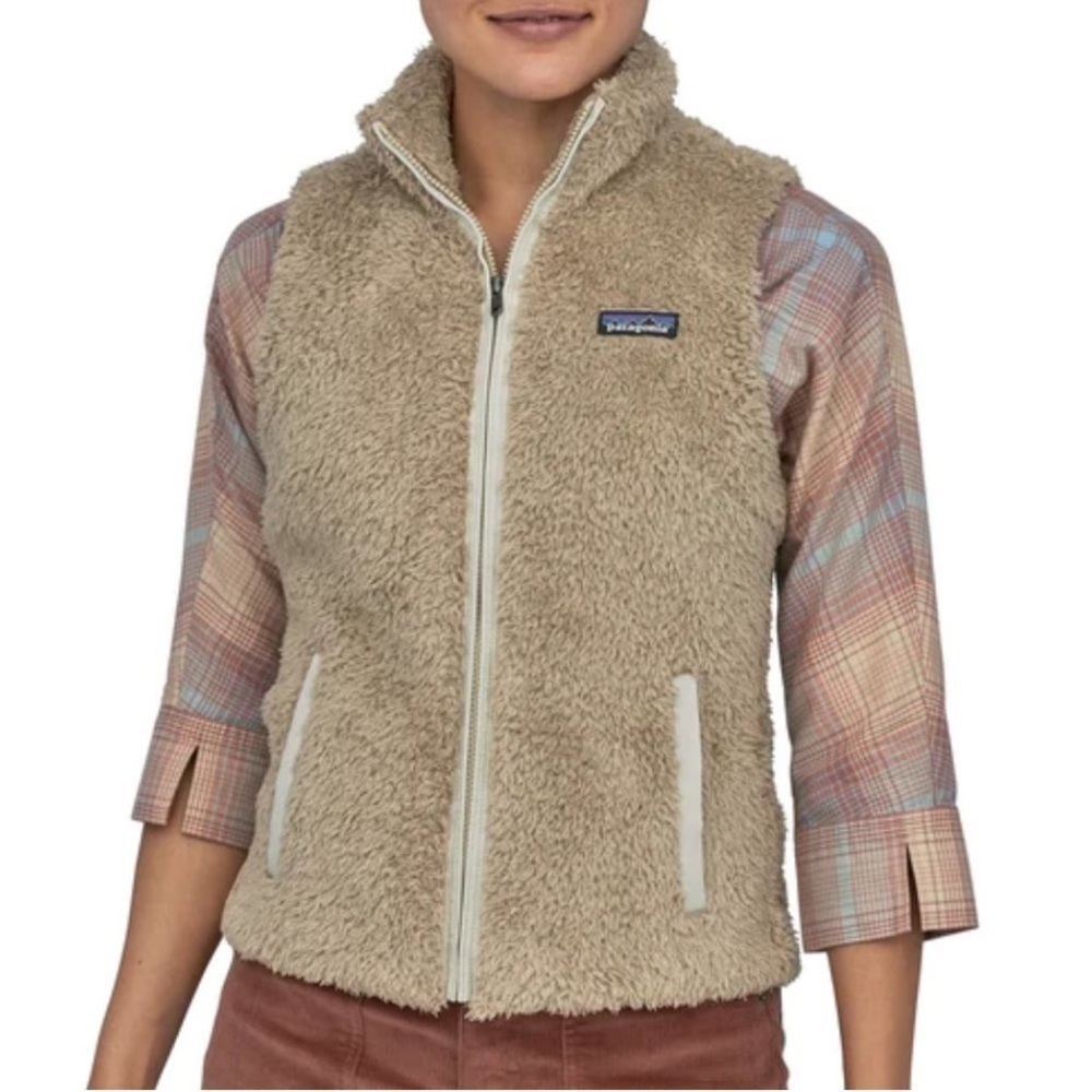 Patagonia Los Gatos Fuzzy Vest El Cap Khaki Sherpa Furry Medium